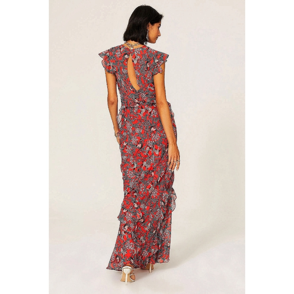 Saloni Tamara-B Tropical Silk Ruffle Maxi Dress - Picture 7 of 8